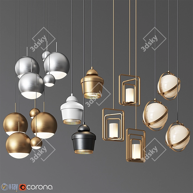 Luxury Pendant Light Collection - 4 Types 3D model image 1