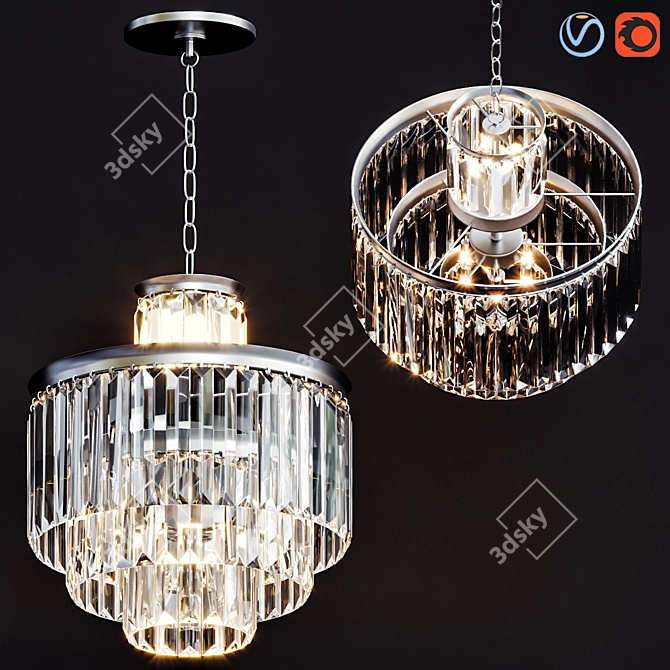 Vintage RH 1920s Clear Chandelier 3D model image 1