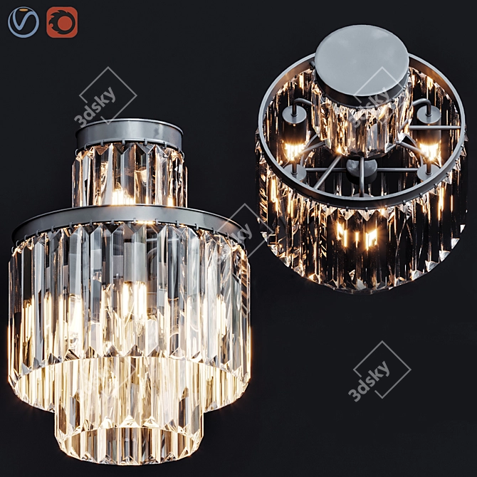 1920s Odeon Clear Glass Fringe Wall Lamp 3D model image 1