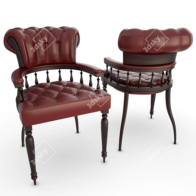 Traditional English Captain Leather Chair 3D model image 1