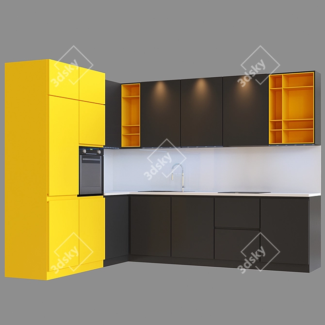 Modern Kitchen for Stylish Interiors 3D model image 1