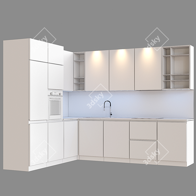 Modern Kitchen for Stylish Interiors 3D model image 3