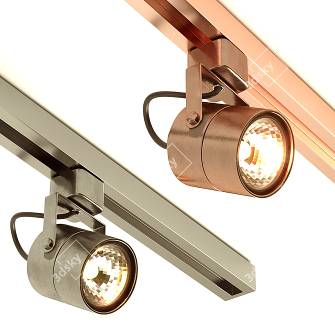 Metallic LED Track Light 3D model image 1