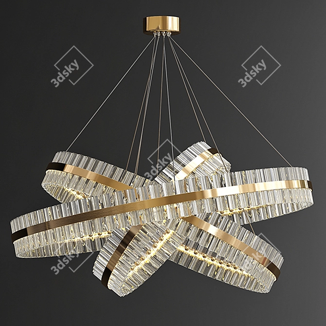 Title: Saturno Not Baroncelli Suspension - Modern Golden Pendant Lamp 3D model image 2