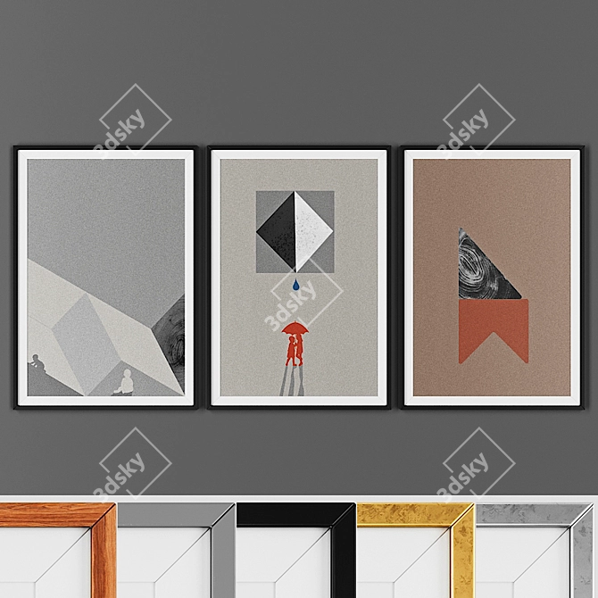 Modern Geometric Picture Frame Set 3D model image 1