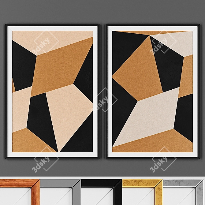 Title: Scandinavian Geometric Picture Frame Set 3D model image 1