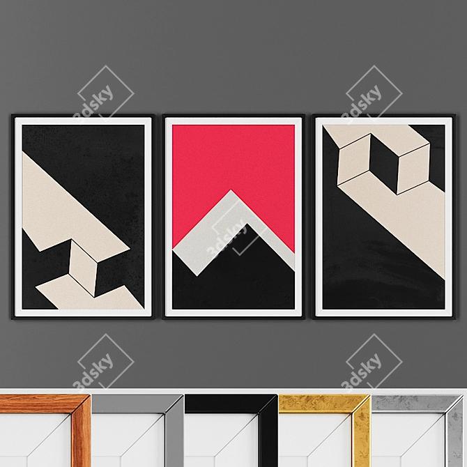 Modern Geometric Picture Frame Set 3D model image 1