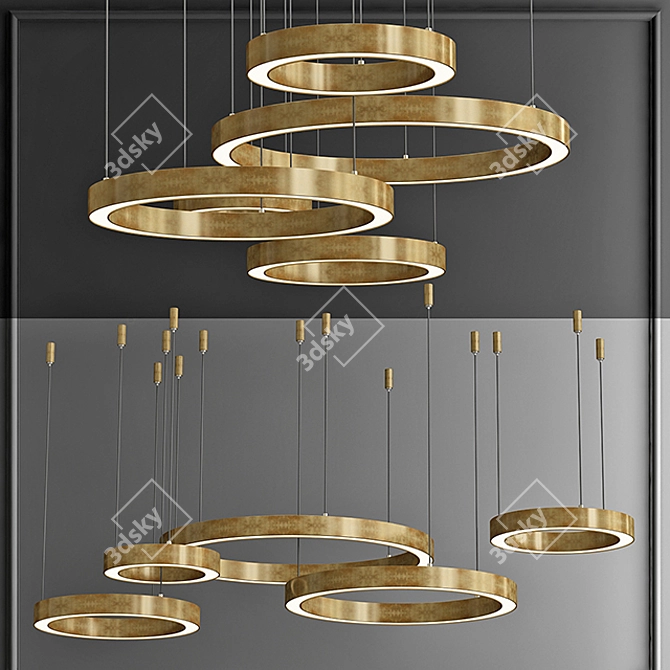 Modern Chandelier: Light Ring Horizontal by Henge 3D model image 1