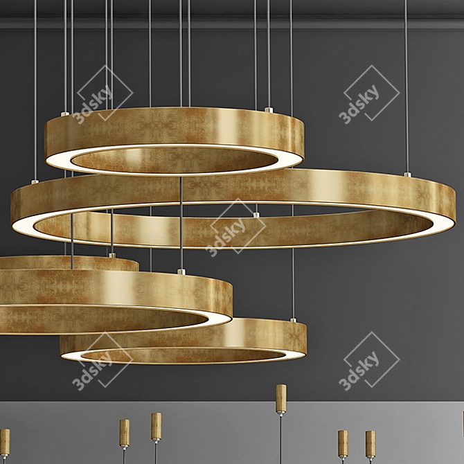 Modern Chandelier: Light Ring Horizontal by Henge 3D model image 2