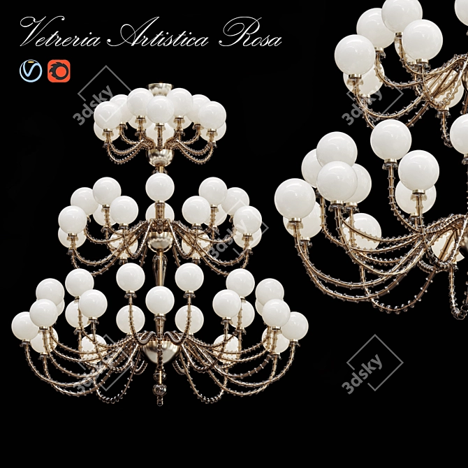 Elegant Rosa Chandelier: Handcrafted Artistry 3D model image 1