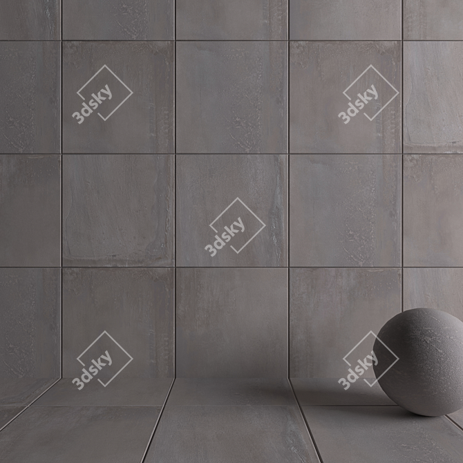 Silver Multi-Texture Wall/Floor Tiles 3D model image 3