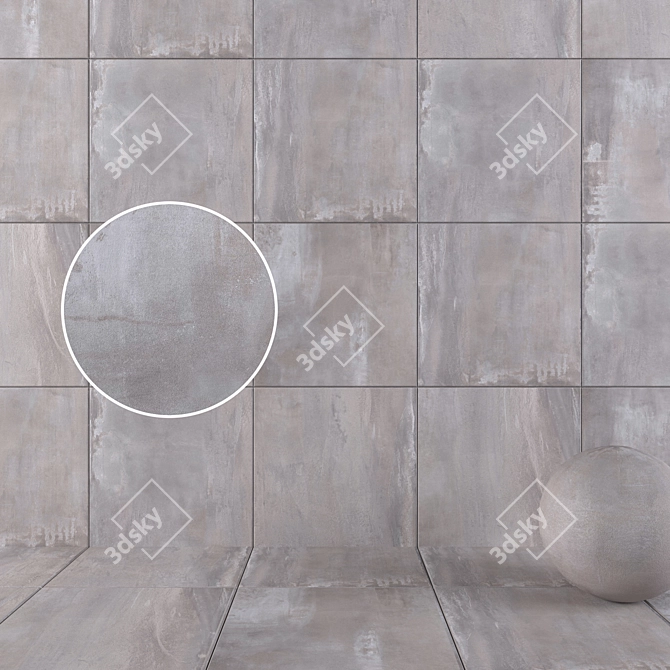 Silver Multi-Texture Wall/Floor Tiles 3D model image 1