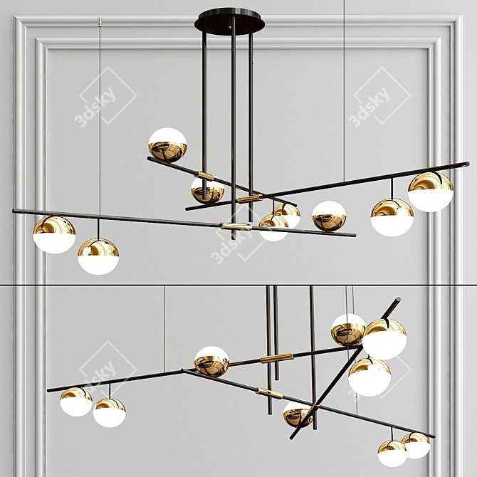 Modern Industrial Brass Chandelier 3D model image 1