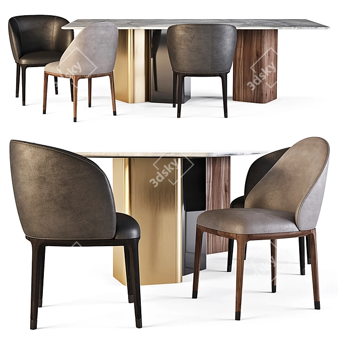 Italian Elegance: Portofino Table and Lungotevere Chairs 3D model image 1