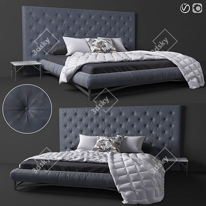 3DMax 2014+Obj: Vray & Corona Bed 3D model image 2