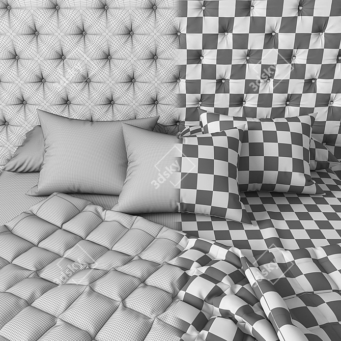 3DMax 2014+Obj: Vray & Corona Bed 3D model image 1