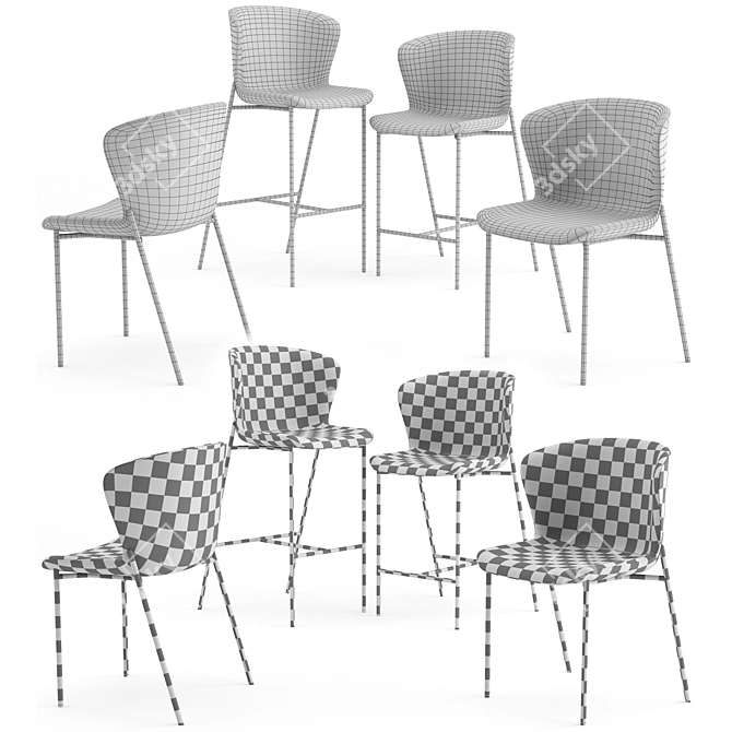 Sleek Pipe Chairs by Friends & Founders 3D model image 3