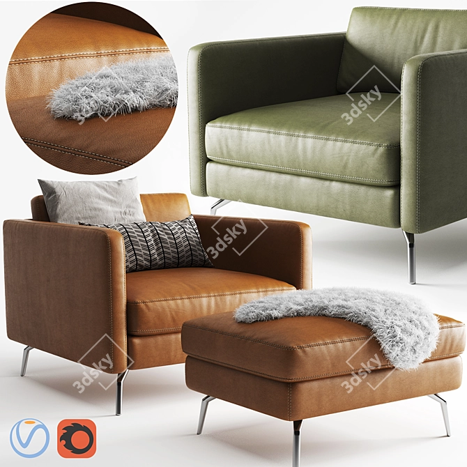 Scandi Osaka Armchair: VRay & Corona Options 3D model image 1