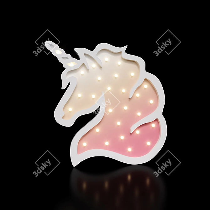 Magical Unicorn Children's Night Light 3D model image 2