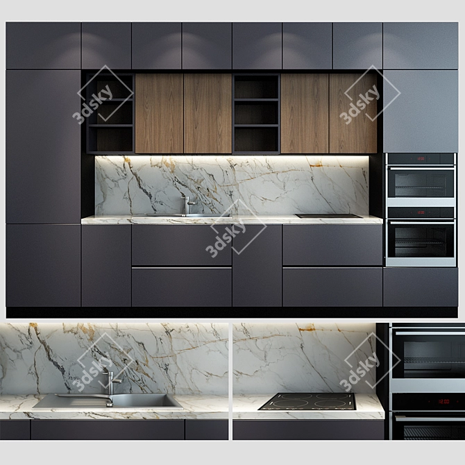 Sleek Kitchen 09: Modern Elegance 3D model image 1