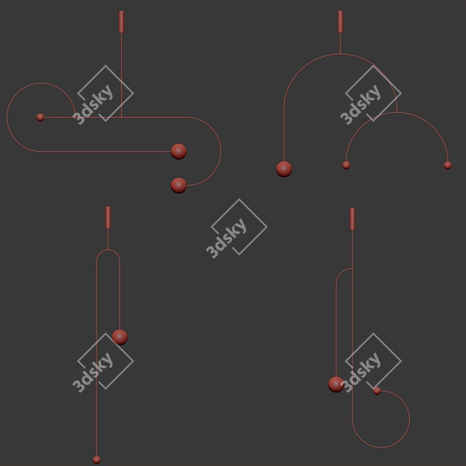 Dynamic Light Sculpture: Mobile Chandelier 3D model image 2