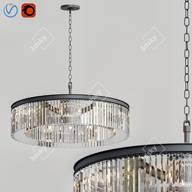 Rhys Glass Chandelier: Timeless Elegance 3D model image 1