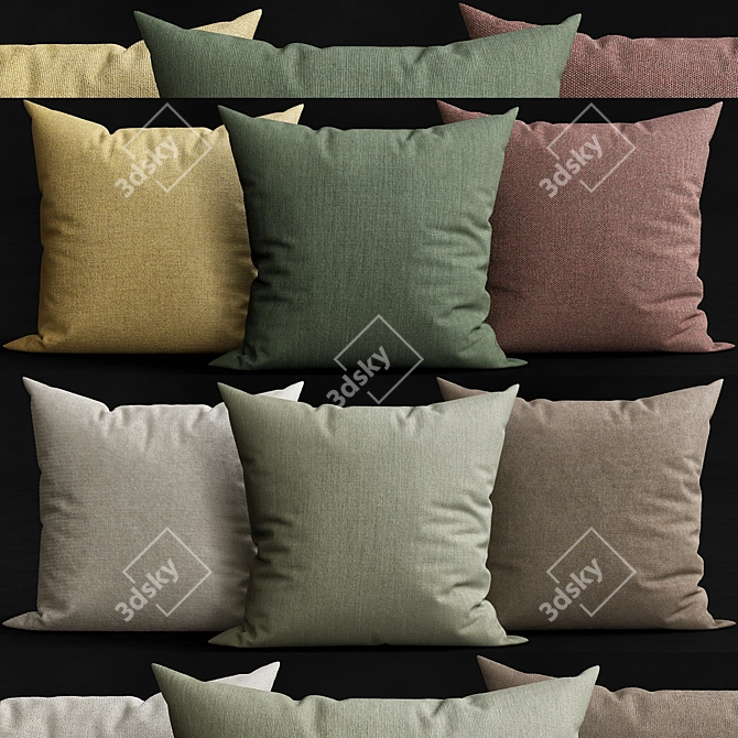 3D Decorative Pillows Set 3D model image 1