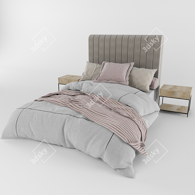 Modern Double Bed 3D model image 1