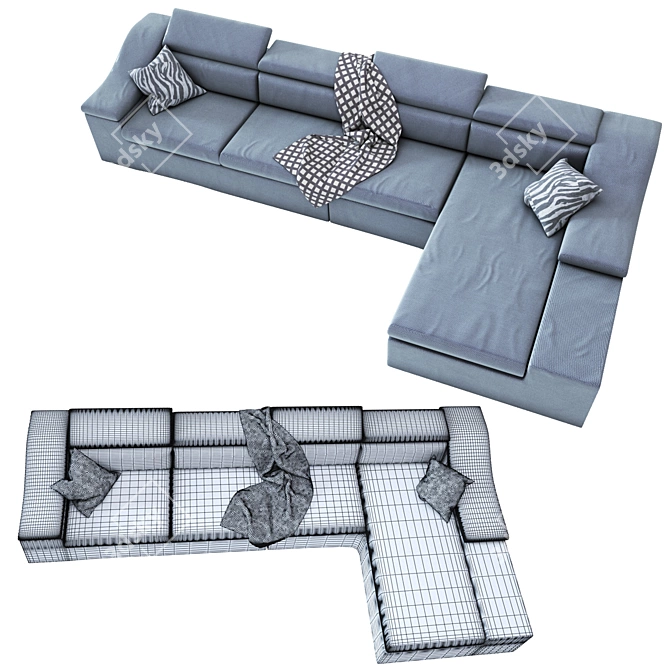 Modern Rioni Sofa | Stylish & Spacious 3D model image 2