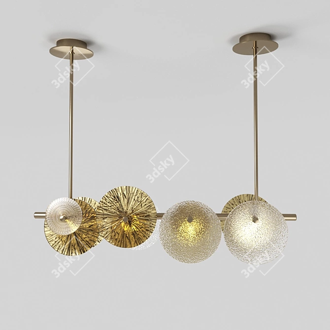 Vibrant Amber Glass Pendant Light 3D model image 1