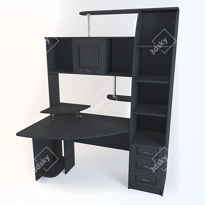 Modern Computer Desk with English Materials 3D model image 1