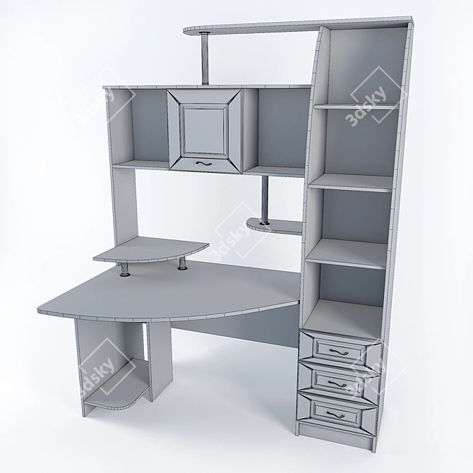 Modern Computer Desk with English Materials 3D model image 2