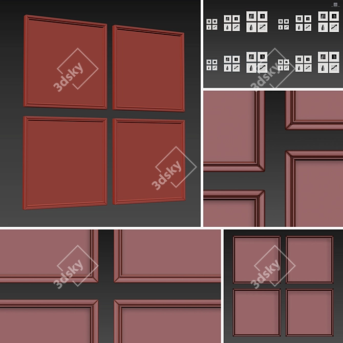 Multi-Colored Picture Frames Set 3D model image 3