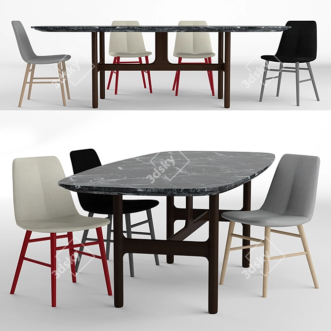 Modern Elegance: Novamobili Natt Chair & Torii Table 3D model image 1