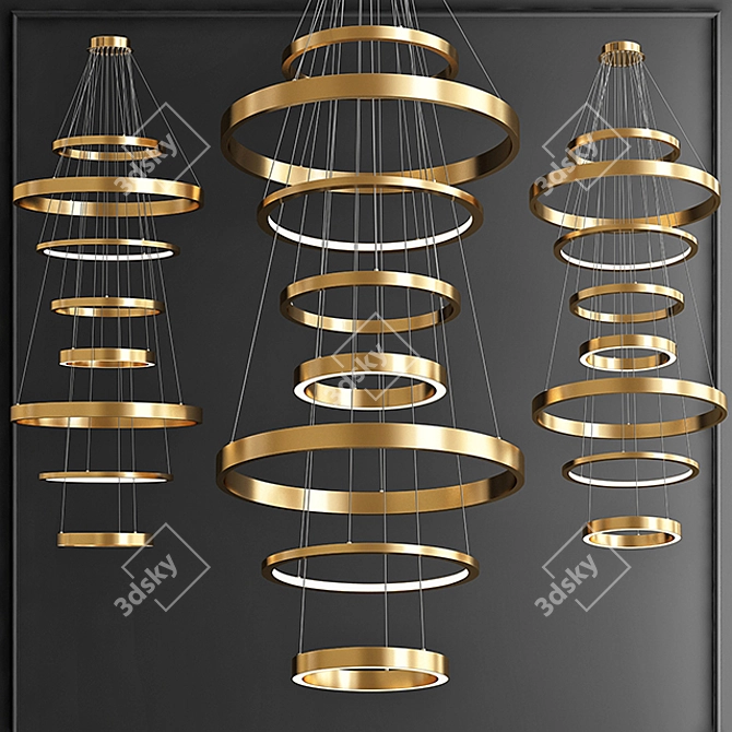 Brass Metal Chandelier Ring: XXL 3D model image 1