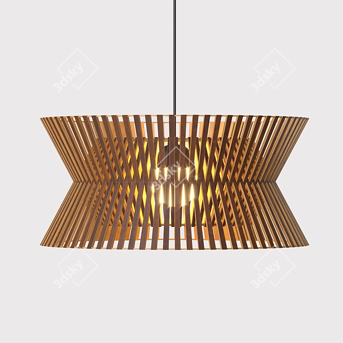 Title: Eco-Style Wooden Pendant Light 3D model image 1