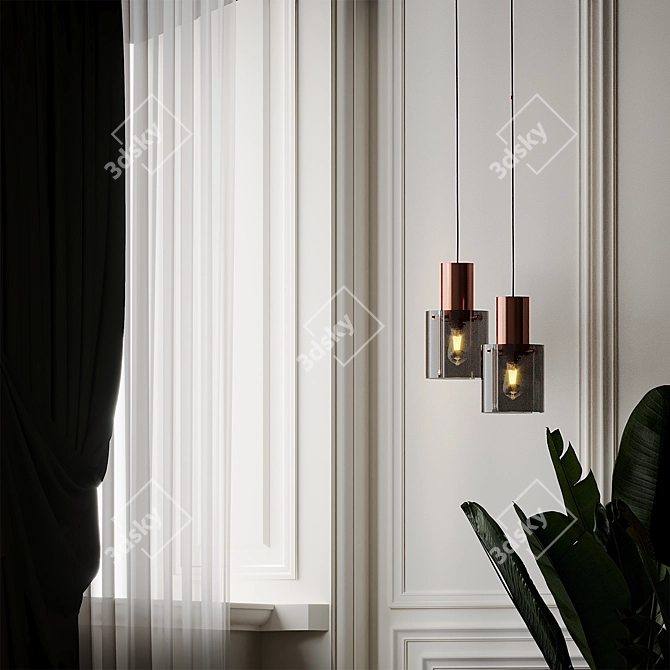 Elegant Opal Pendant Light: Original BTC WALTER 3D model image 3