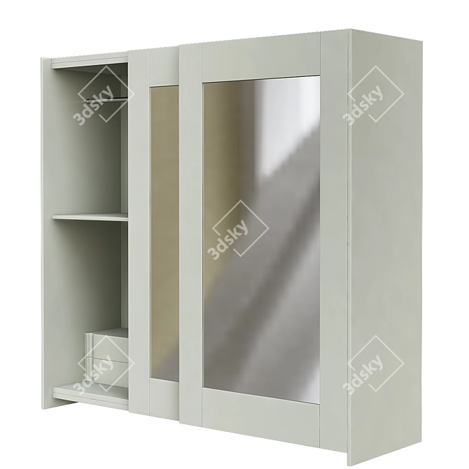 Compact Sliding Wardrobe 3D model image 1