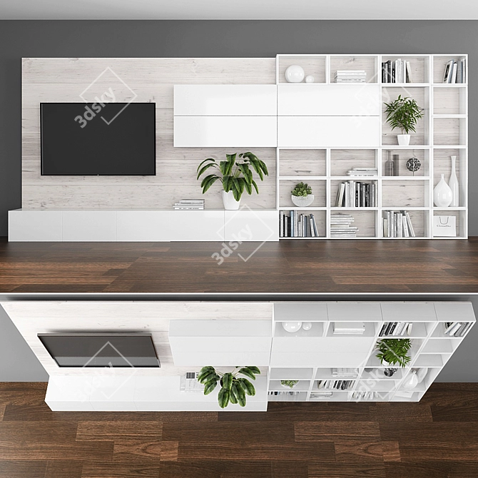 Stylish TV Stand Set 3D model image 1