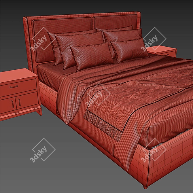 Modern Minimalist Kate Bed 3D model image 3