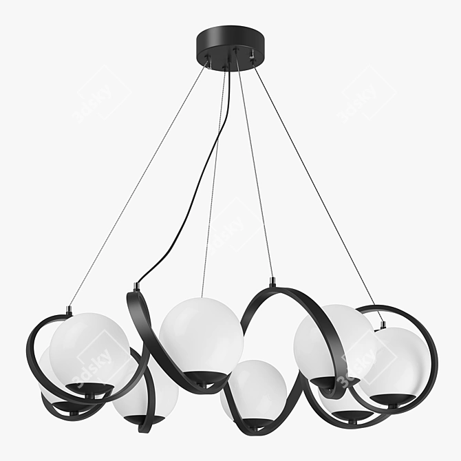 Globo Lightstar Chandelier - Elegant Black and Milk White Glass Shade 3D model image 1