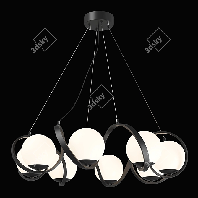 Globo Lightstar Chandelier - Elegant Black and Milk White Glass Shade 3D model image 2