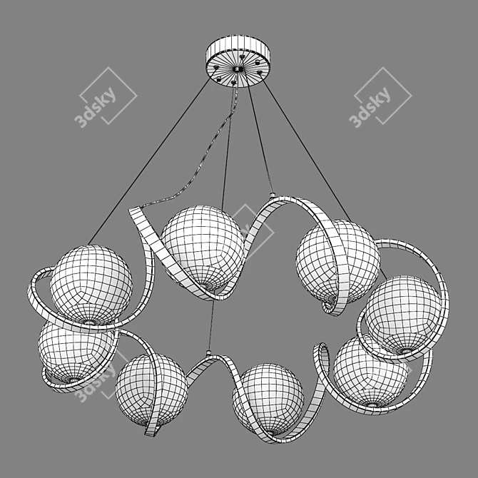 Globo Lightstar Chandelier - Elegant Black and Milk White Glass Shade 3D model image 3