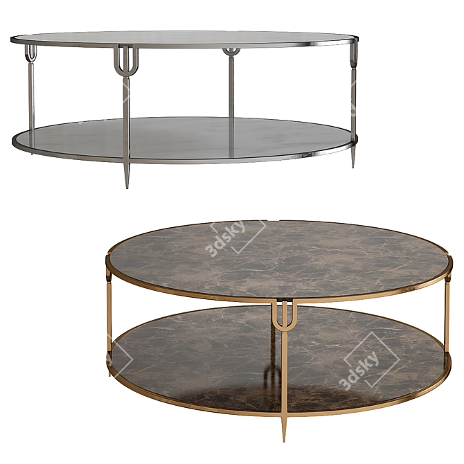 Elegante Round Marble Side Table 3D model image 1