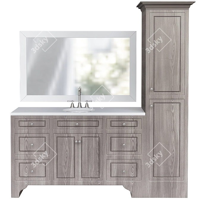 Elegant Linen Bathroom Cabinet 3D model image 1