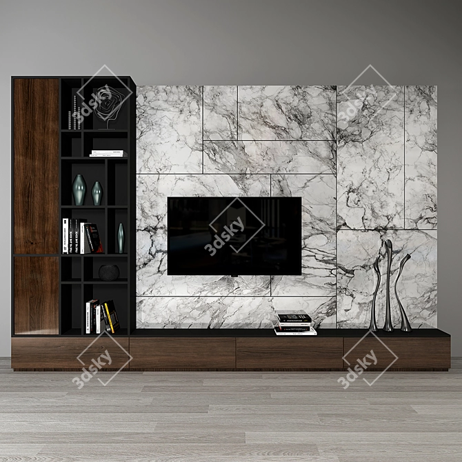 Sleek Panel TV Wall 02 3D model image 1