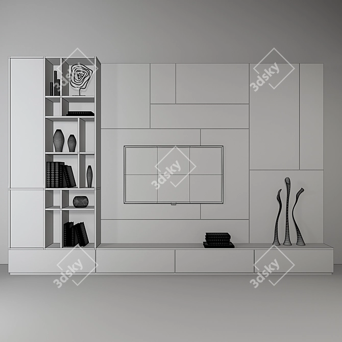 Sleek Panel TV Wall 02 3D model image 2