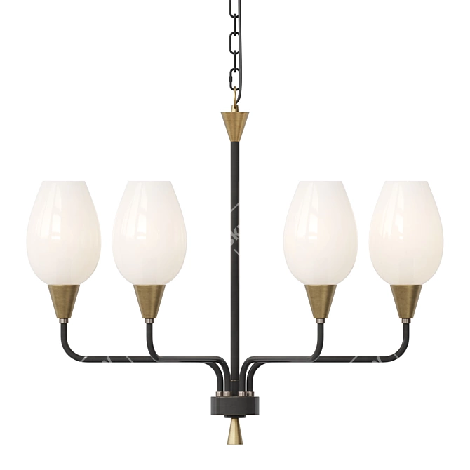 Elegant Milk Glass Chandelier 3D model image 2