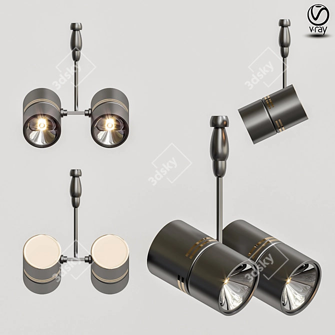 Twin Outdoor Spotlights: Double the Illumination 3D model image 1