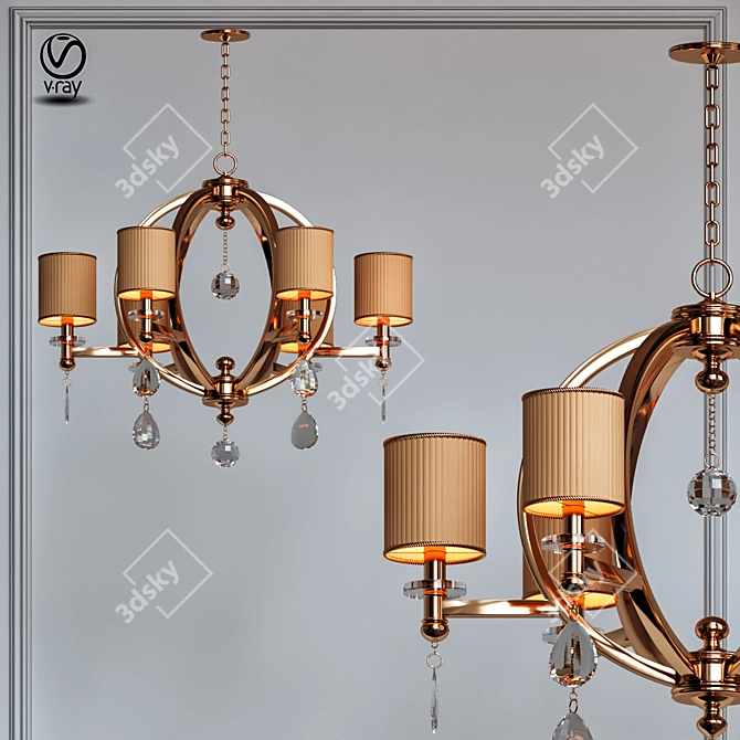 Elegant Three-Light Chandelier 3D model image 1